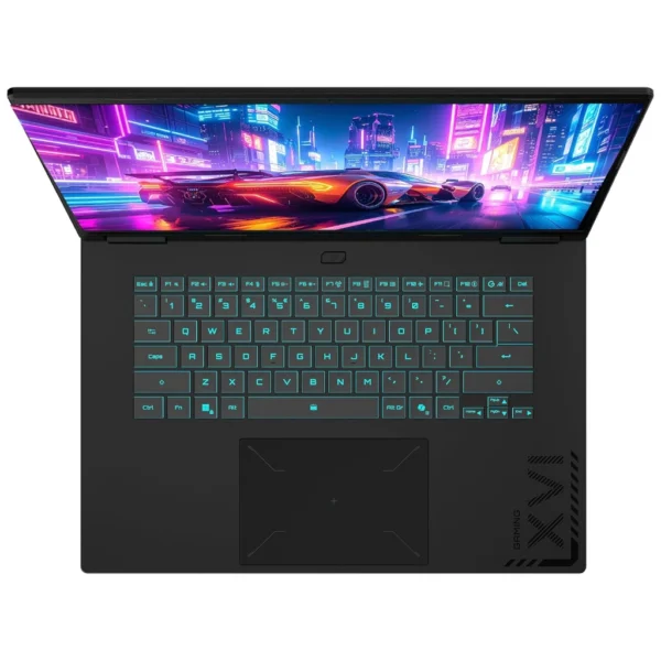 Góc trực diện màn hình và bàn phím laptop Gigabyte A16